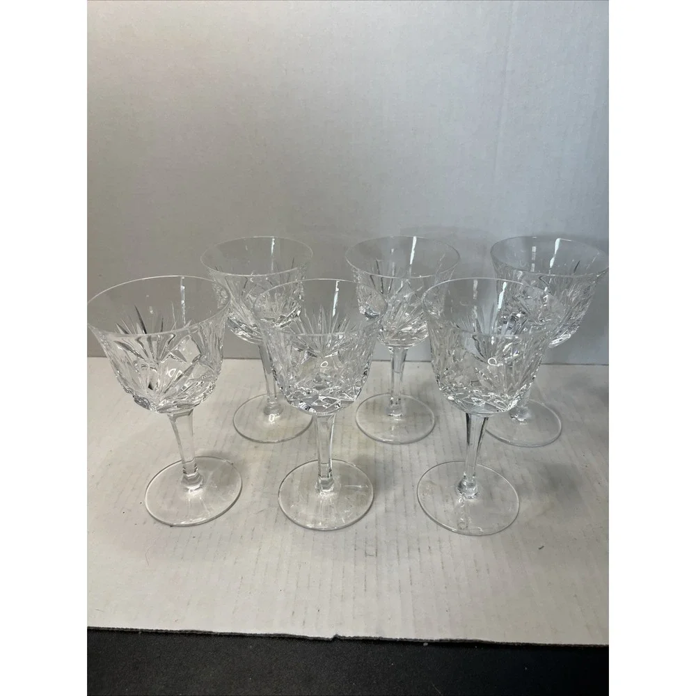 Gorham Cherrywood Crystal Wine Glasses Set of 6 Cut Crystal Stemware 5 5/8